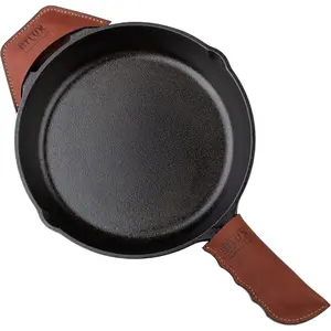 Proudly Made in Georgia from Full Grain Leather-Leather Handle Cover for Cast Iron, Set of 2-Heat Resistant Handle Sleeve For Skillets, Cast Iron-Pot Holder for Hot Frying Pans, Pots