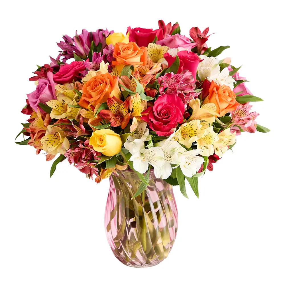 1800 Flowers- Assorted Bright Roses & Peruvian Lilies Double Bouquet Only 1800 Flowers- Assorted Bright Roses & Peruvian Lilies Double Bouquet Only