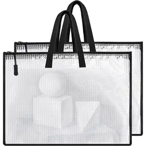 Art Portfolio Storage Bag, 1 Count/2 Counts Portable Art Portfolio Folder, Poster Storage Bag with Zipper & Handle, Storage Tote, Office Stationery & Supplies