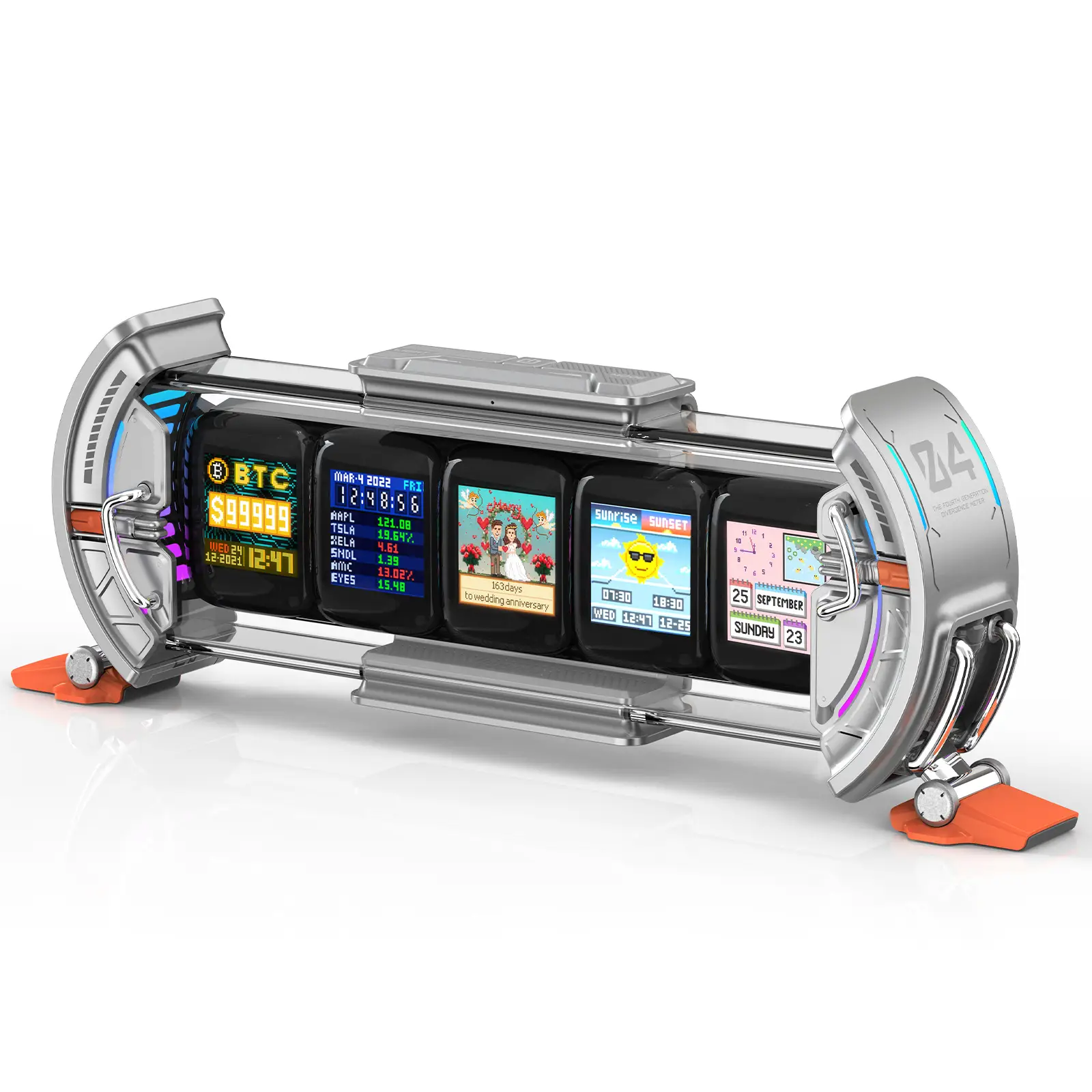 Divoom Times Gate - Cyberpunk Gaming Setup Digital Clock with Smart APP Control, WiFi Connect, RGB LED Display, Personalized Dashboard, Pixel Art for