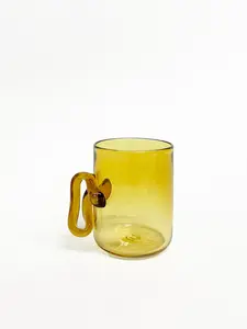 Sticky Glass Dribble Cup #4 - Amber Hand Blown Glassware - Drinkware