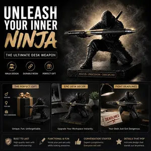 3D Printed Ninja Pen Holder, Desktop Organizer with Ninja Theme, Office Decor, Gift for Men, Teens, Colleagues, Creative Desk Accessory, Office Desk Accessories