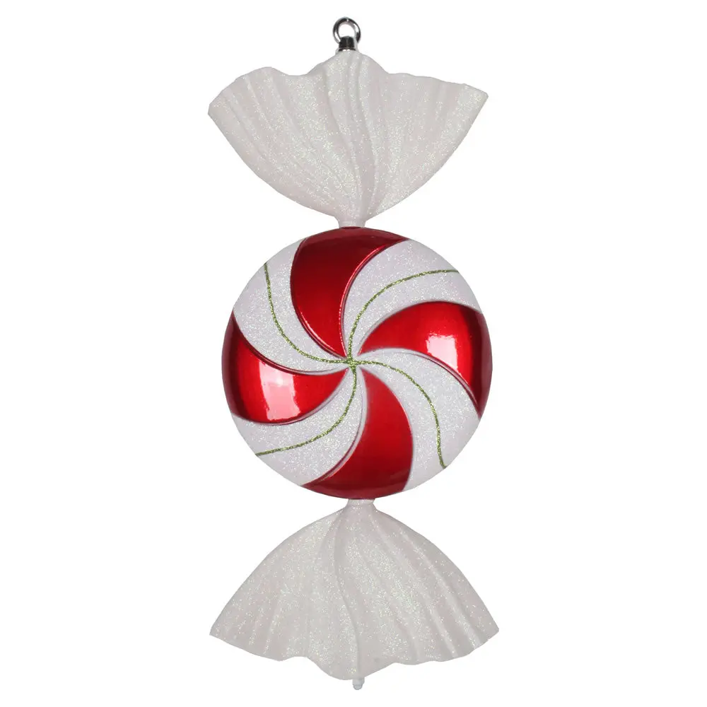 Vickerman M153003 18.5" Red-White Flat Swirl Candy Christmas Ornament