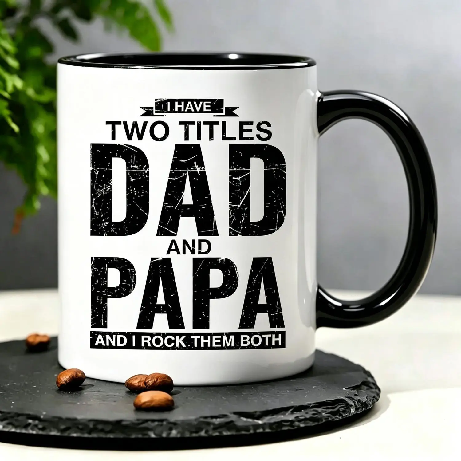 Stylish Dad and Papa Double Title Ceramic Mug Perfect for Fathers Day Gifts Casual Graphic Reusable Coffee Cup