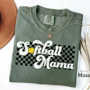 Comfort Colors Softball Mama T-Shirt, Softball Mama Tee, Softball Mama TShirt Gift For Softball Mom T-Shirt, Retro Softball Game Day Mom TShirts
