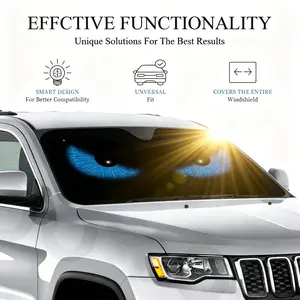 Angry Evil Eyes Car Windshield SunShade – UV Protection Heat Shield, Up to Cooler Interior, Foldable Sun Visor, Blocks UV Rays for Cars, Trucks, SUVs
