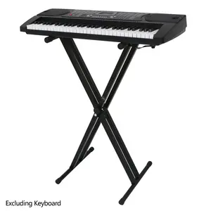 Dual-Tube X-Shape Keyboard Stand 6-Level Adjustable Height & Width Heavy-Duty Iron Foldable Portable Piano Stand Black Supports Up to 50kg for Home Practice Church Use Stage Performances