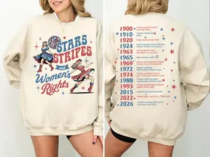 Retro Stars Stripes And Women's Rights Shirt, Stars Stripes Tee, Patriotic Feminist Shirt, Feminist 4th of July Shirt, Womens Rights Shirt