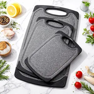 Cutting Boards for Kitchen – Set of 3 Large & Small, Dishwasher Safe with Juice Groove, Easy Grip Handle & Non-Slip Rubber Feet