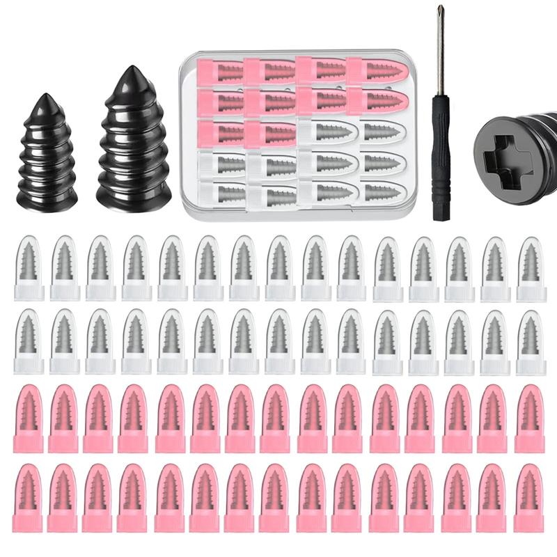 60PCS tire repair rubber nail kit, 2 sizes, tire repair kit - quick self-service tire repair tool, screw in tire repair plug with box and screwdriver, tire plug kit