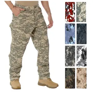 ROTHCO Digital Camo Tactical BDU Pants for Men - Adjustable waist tabs, Zipper Fly, Drawstring Bottoms Cargo Camouflage Fabric Cotton Polyester Outdoor Pocket Big Casual High Rise Casual Sport Trousers Straight Uniform Utility Pants