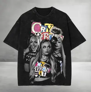 Liv Morgan WWE Cry About It Y2K Diva Tee Vintage Washed Oversize Unisex Heavyweight Cotton Graphic T-shirt Gift for Wrestling Fans Classic Look with Modern Twist streetwear  graphic  tee