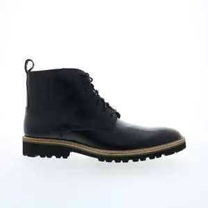 Steve Madden P-Krypto Mens Black Leather Lace Up Casual Dress Boots