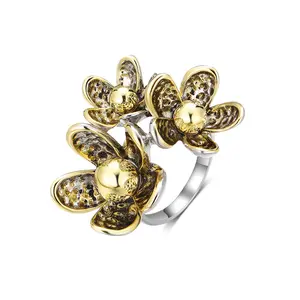 Aprilery Flower Design Ring for Women – Chunky Cocktail Ring, Vintage Wedding & Party Jewelry Gift