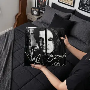 Dominic & Ozzy Rock Legends Flannel Throw Blanket - Soft Heavy Metal & Alt Punk Music Fan Fleece - Edgy Black and White Couch Bedding Decor