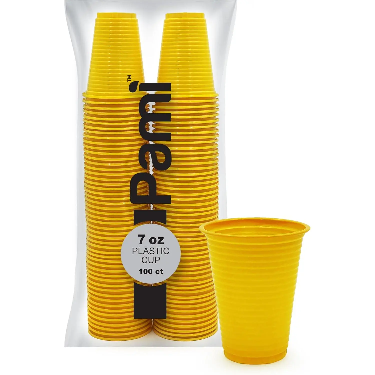 100-Pack 7oz Yellow Disposable Cups Plastic Cups for Parties, , Ideal for Cold Drinks