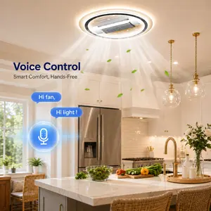 Smart Bladeless Ceiling Fan with Light, Full Spectrum Eye Friendly LED Fan Light, AI Voice Control, 3000K-6000K Dimmable Silent Fan Lamp for Indoor Home
