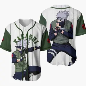 Personalized Kakashi Hatake Anime 3D Baseball Jersey Shirt, Baseball Jersey Shirt, Outdoor Sports, Sport Shirt, Dynamic And Comfortable
