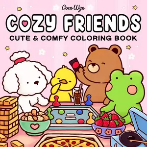Coloring & Comic Book for Adults and Teens – Featuring Super Cute Animal Characters with Easy, Simple Designs for Relaxation – Cozy Friends