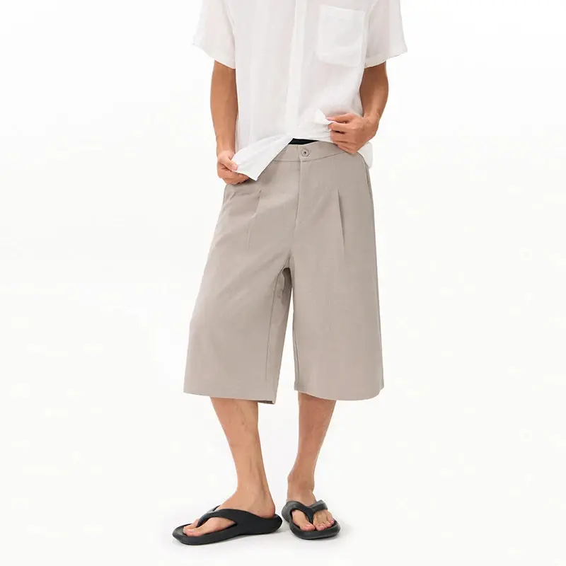 Pleated Long Suit Shorts