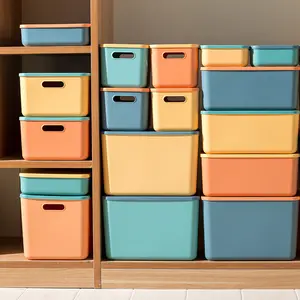 Stackable Storage Boxes with Handles, Waterproof PP Container, Multi-Color Flip Lid, Transparent Window, Ideal for Crafts, Snacks, Desk Organization, Durable Storage Organizer