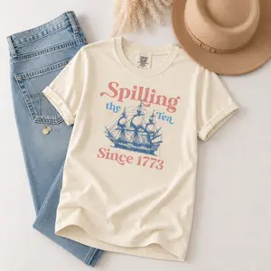 Comfort Colors Spilling The Tea Since 1773 T Shirt, Spilling the Tea, Vintage Tee, Usa Patriotic Tee, 4th of July Party TShirt, Usa Celebration Shirt - TrendWear USA