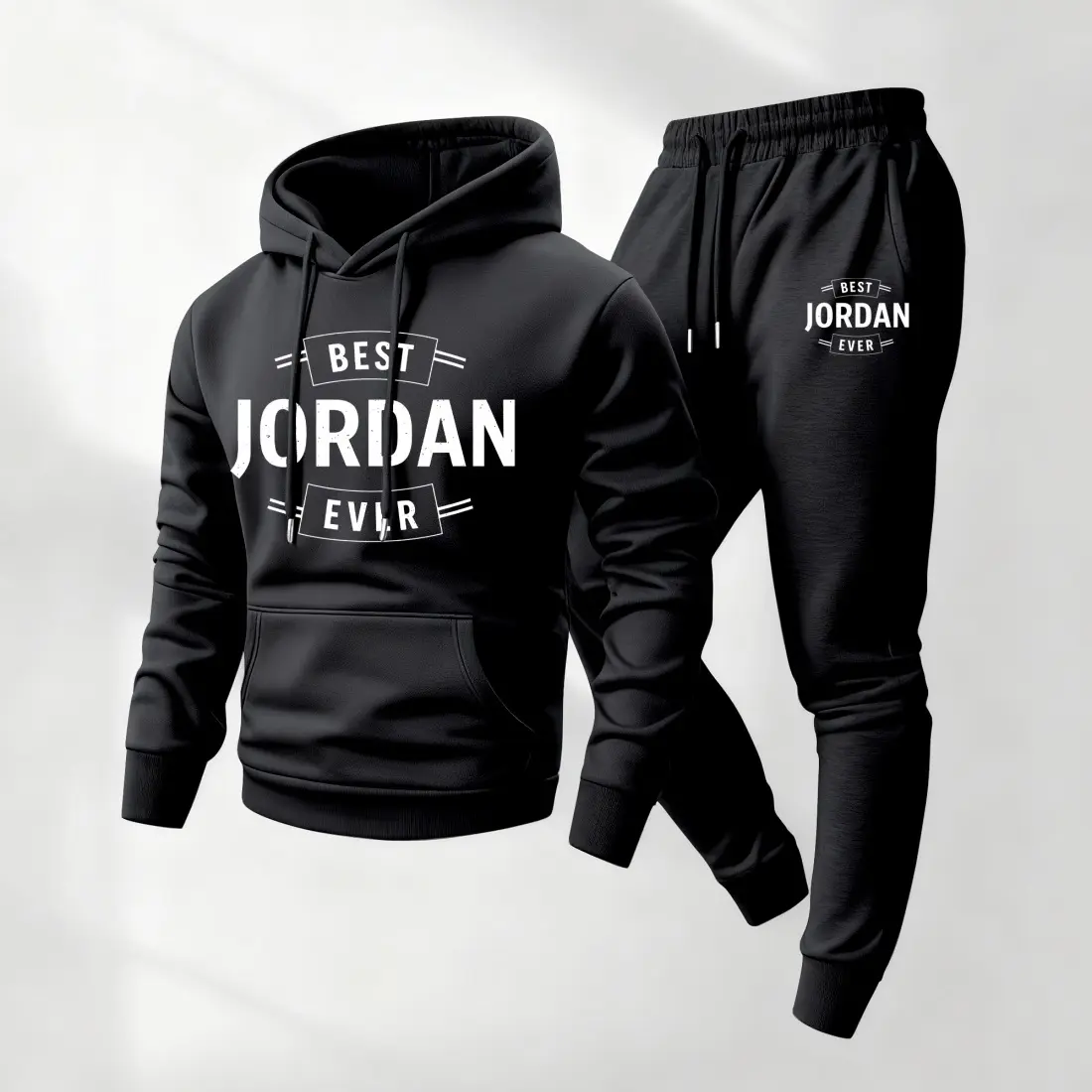Men's Soft Polyester 2-Piece Longsleeve Printed Hoodie & Drawstring Sweatpants Set - Casual Lounge Athleisure Outfit, Fall Winter Daily Wear, Indoor Outdoor Use, Casual Lounge Set, Longsleeves, Machine Wash, Loose-Fitting, Male