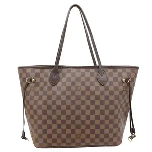 Pre-owned Louis Vuitton Canvas Tote Bags Neverfull MM Damier Ebene Tote Bag Brown