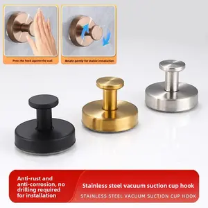 Stainless Steel Suction Cup Hook Heavy Duty No Drill Bathroom Bedroom Clothes Living Room Home Storage Hook
