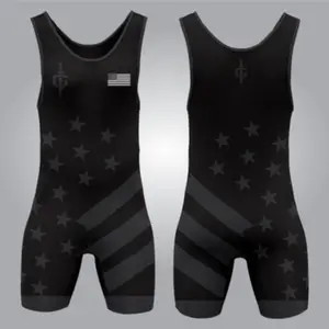 Gladius Combat Wear Wrestling Singlet Blackout Patriot 4-Way Stretch Sublimated All Seasons