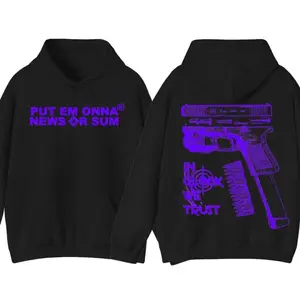 📰🔥Put Em Onna News or Sum Hoodie Unisex Streetwear for Men & Women Casual Hip Hop Hoodie Trendy Menswear Funny Everyday Top Comfortable Machine Washable Gift Classic Comfy Outfits Fashion Pocket Stylish Tee Oversized Pullover TikTok Viral Hoodie