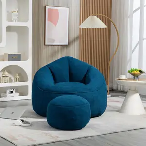 [Bellemave]Bedding Bean Bag Sofa Chair High Pressure Foam Bean Bag Chair Adult Material with Padded Foam Padding Compressed Bean Bag With Footrest