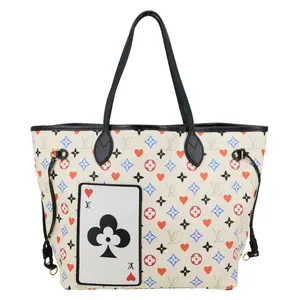 Pre-owned Louis Vuitton Canvas Tote Bags Game On Neverfull MM Monogram Tote Bag White