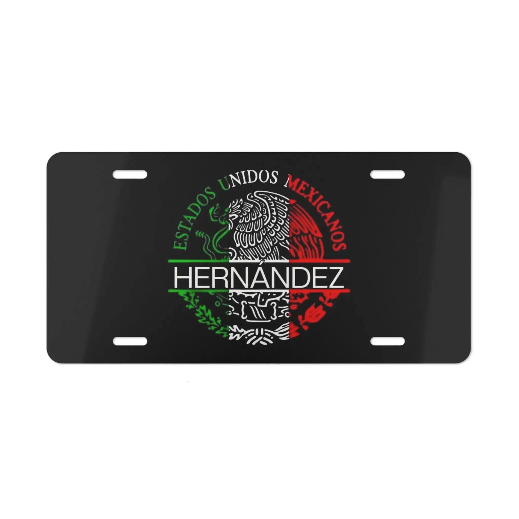 ⭐︎ Hernández⭐︎ HERNANDEZ License Plate, Estados Unidos Mexicanos, Black Aluminum