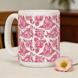 Floral Penis Mug, Funny Floral Mug, Cheeky Coffee Mug, Adult Humor Gift, Bachelorette Gag Gift, Pink Floral Ceramic Mug, Tea - Coffee Lover For Family Mug