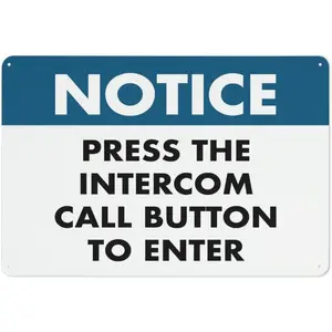 Notice Press The Intercom Call Button To Enter Sign Warning Sticker-Security Sign Outdoor Sign 12 X 8 Inches