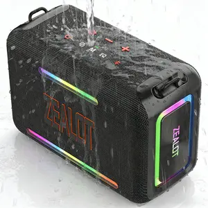 ZEALOT TWS Bluetooth Speaker Pair, 120W Total HIFI Stereo, IPX7 Waterproof, 24000mAh 40H Play, RGB Rhythm Lights, DSP/EQ, PD Fast Charge, Strap for Camping Beach Pool Gym.