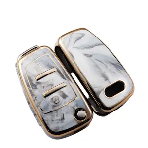 Audi Key Fob Cover Case,Premium Soft TPU 360 Degree Full Protection Key Shell Key Case Cover Compatible with Audi A1 A3 Q3 Q7 R8 A6L TT (only for Flip Key 3 Buttons)