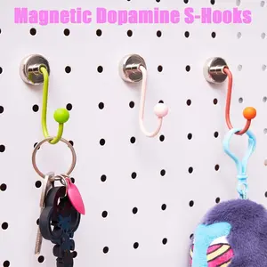 3pcs Strong Magnetic Hooks, Home Kitchen Storage Magnetic Hooks, Wall Mounted Powerful Hooks, Multi-Functional Towel Hooks for Kitchen Bathroom Office Dopamine U Shaped Hook