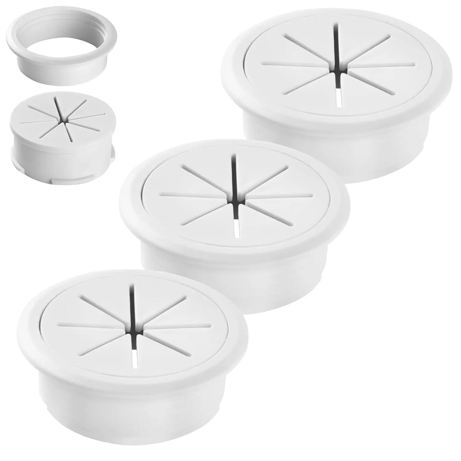 Desk Grommet 2 Inch (50 mm) 3 count, Desk Hole Cover for Cables White, ABS Plastic Grommet Hole Cover for Wires Cables Through The Countertop by