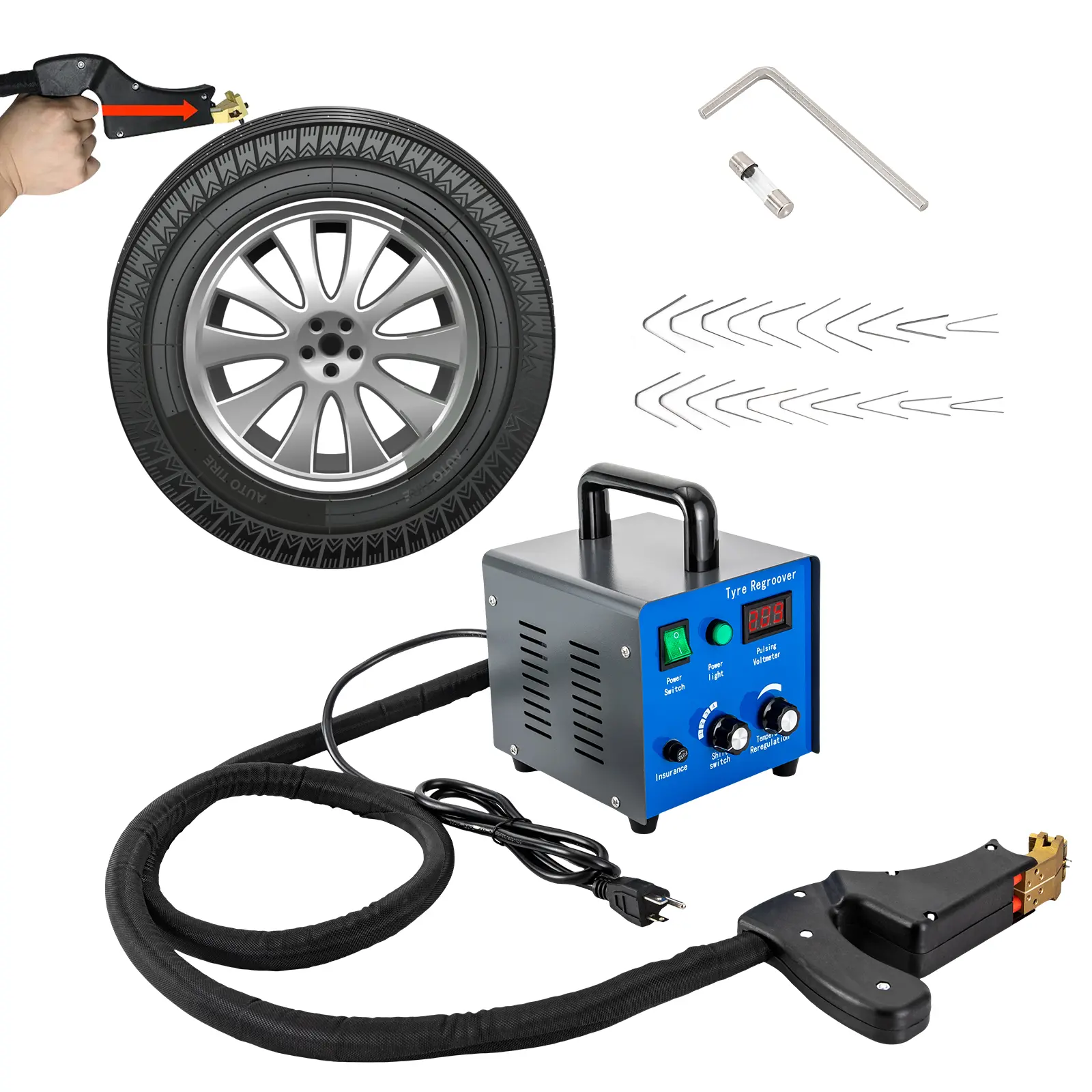 450W Tire Groover Machine - Tire Engraving Tool, 110V Operation, 20 Cutting Blades, Rubber Cutter Kit for Automotive & Motorcycle Repair,summerwins