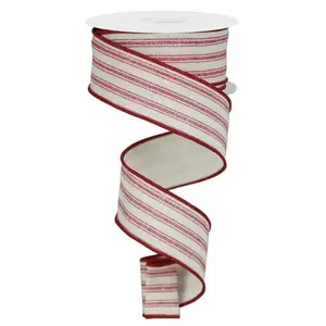 1.5" x 10 yds Ticking Stripe Ribbon on Cotton