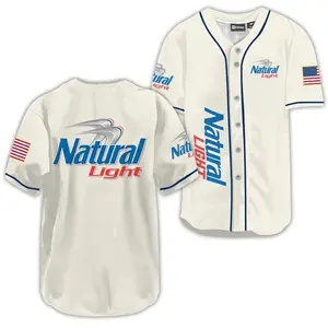 Natural Light USA Flag Baseball Jersey, Patriotic Vintage Streetwear, Jerseys Lover, Baseball Fan, Sport Lover, Jerseys Top, Gift For Him, Gift For Her