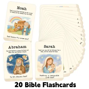 [Bible Figure Cards] 20pcs Bible Figure Flashcards Suitable for Family Devotional, Sunday School & Baptism - Bible Verse Cards with Stories, Christian Gift for - English Language Learning for Homeschooling & Bible Study Education