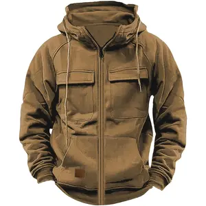 Men Tactical Sweatshirt Quarter Zip Cargo Pullover Hoodies Workout Gym Sports Running Outdoor Jackets with Pockets