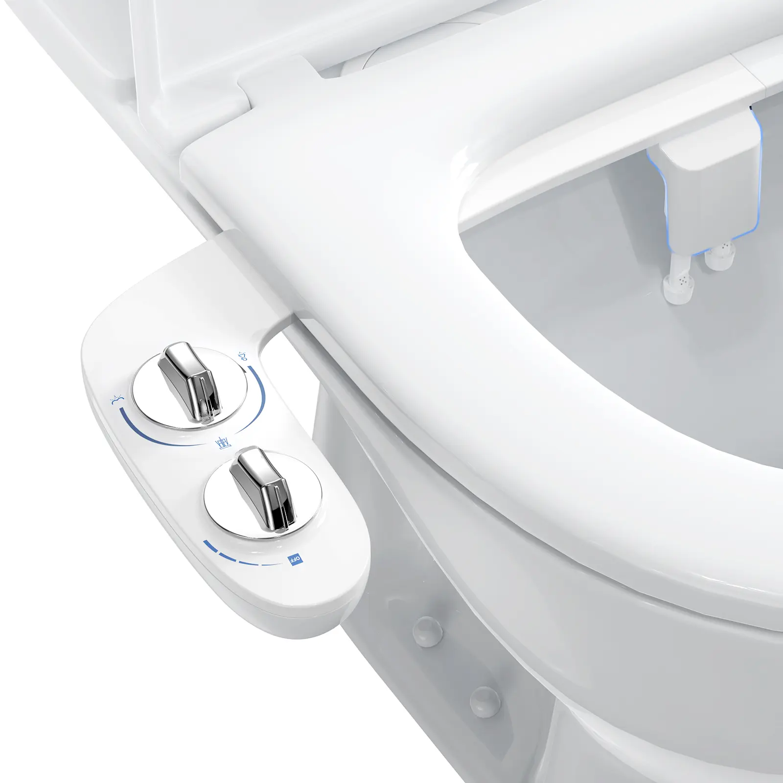 Non-Electric Slim Bidet Attachment for Toilet – Dual Self-Cleaning Nozzles, Adjustable Water Pressure – Feminine & Rear Wash, Brass Inlet, Easy Installation