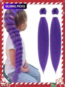Long Purple Braiding Hair Pre Stretched Christmas Synthetic Braiding hair Extensions for Braids, Purple Hair Extensions for Stage Party Halloween Costume Cosplay