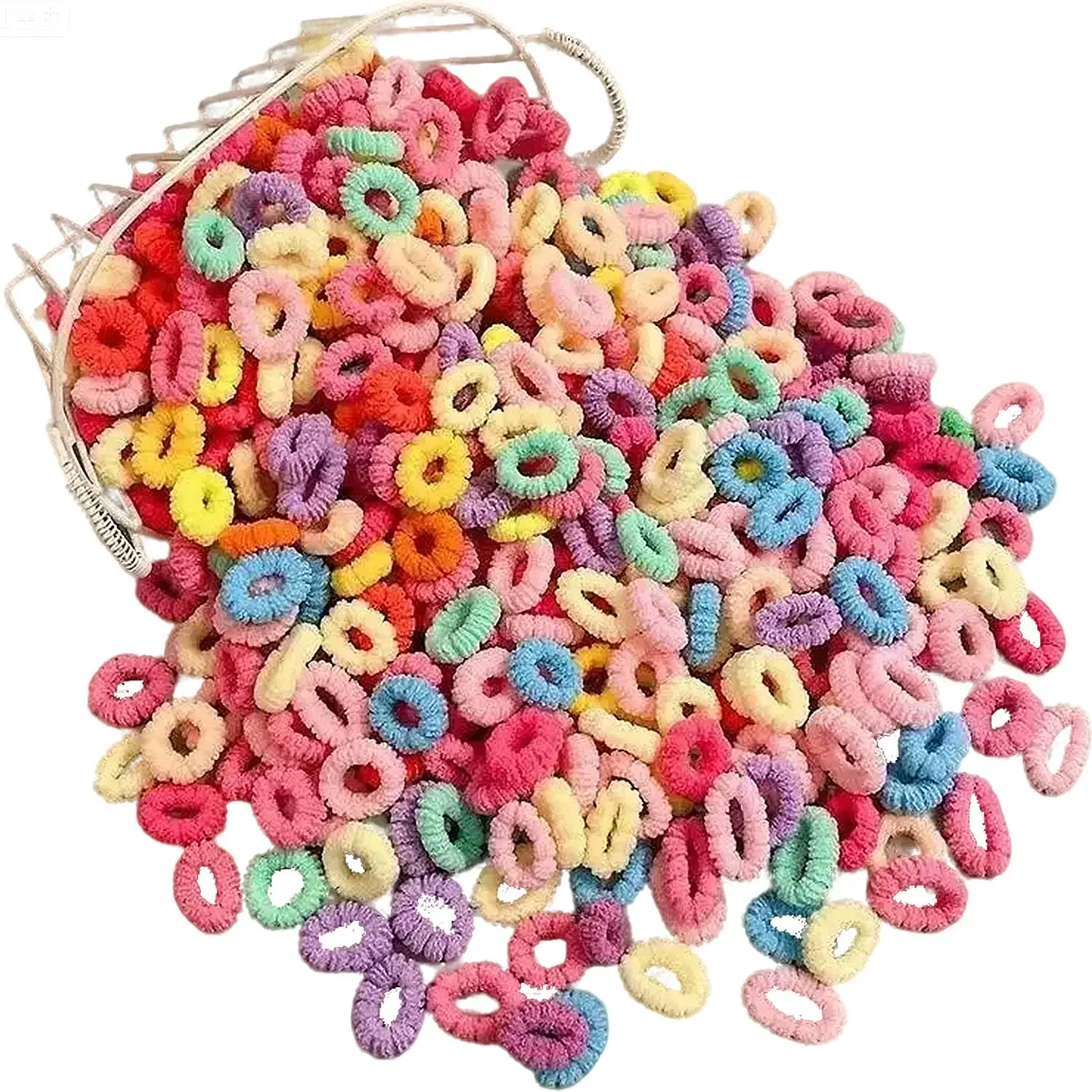 500 count Multicolor  Hair Ties, Small Seamless  Hair Ties  Soft No-Crease  Hair Elastics for Girls,  & , Gentle Ponytail Holders for Thin & Thick Hair. (multicolour)