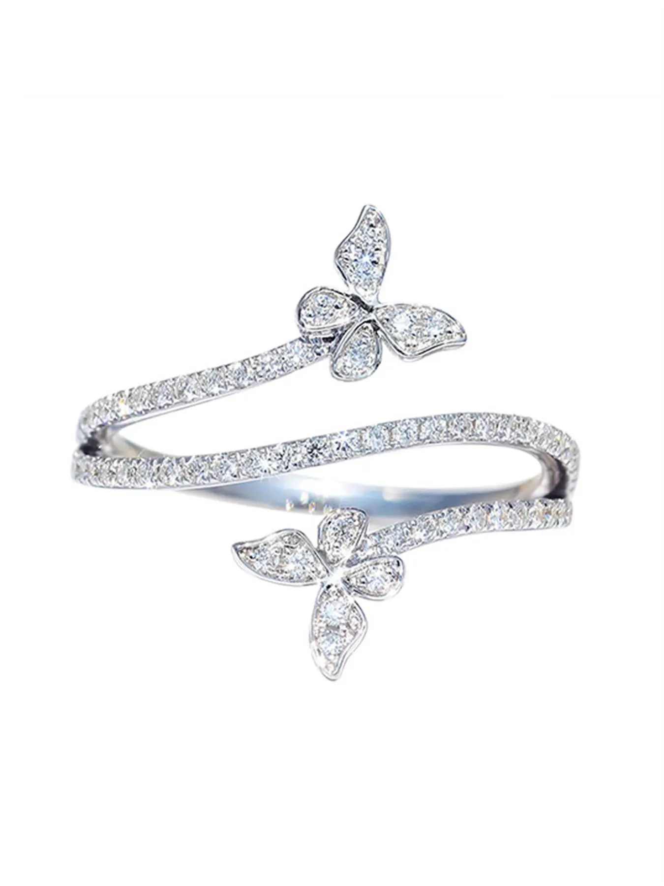 Butterfly Design Rhinestone Decorated Ring, Fashion Accessories for Women for Party, Daily Clothing Decor, Wedding Engagement Anniversary Party Jewelry Gifts, Elegant Glittering Ring