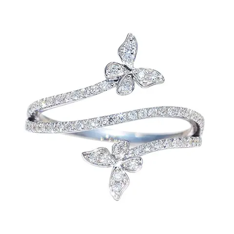 Butterfly Design Rhinestone Decorated Ring, Fashion Accessories for Women for Party, Daily Clothing Decor, Wedding Engagement Anniversary Party Jewelry Gifts